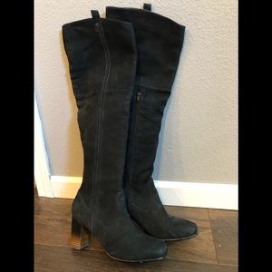 Black suede OTK boots